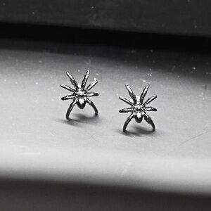 Gunmetal Spider Stud Earrings